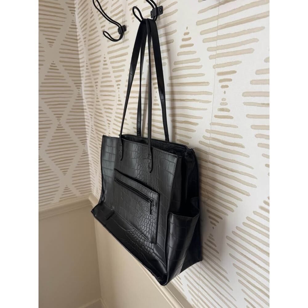 Beis The Work Tote in Black Croc - Picture 8 of 10